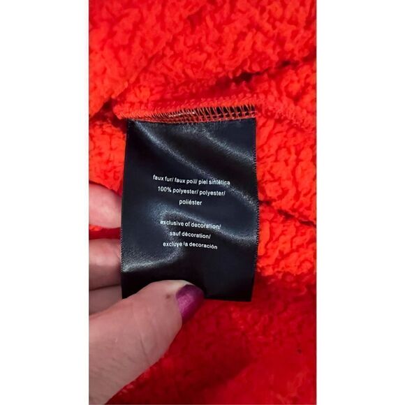 TOMMY JEANS RED FLEECE BLACK TRIM SWEATER PULLOVER TOP JACKET WOMENS SZ XL P1-26 - Picture 8 of 12